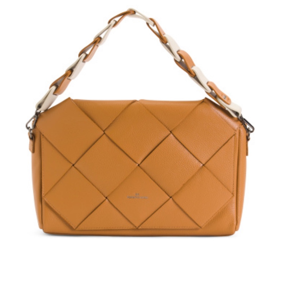 Roberta Rossi Woven Flap Over Leather Bag